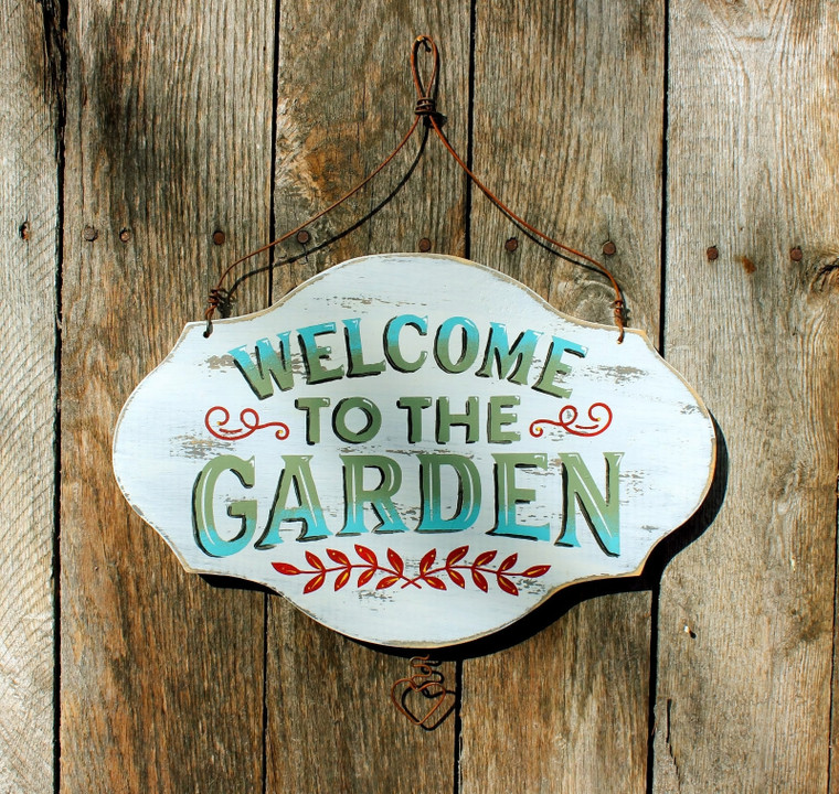 Welcome to the Garden, Hand Painted Rustic Wood Sign