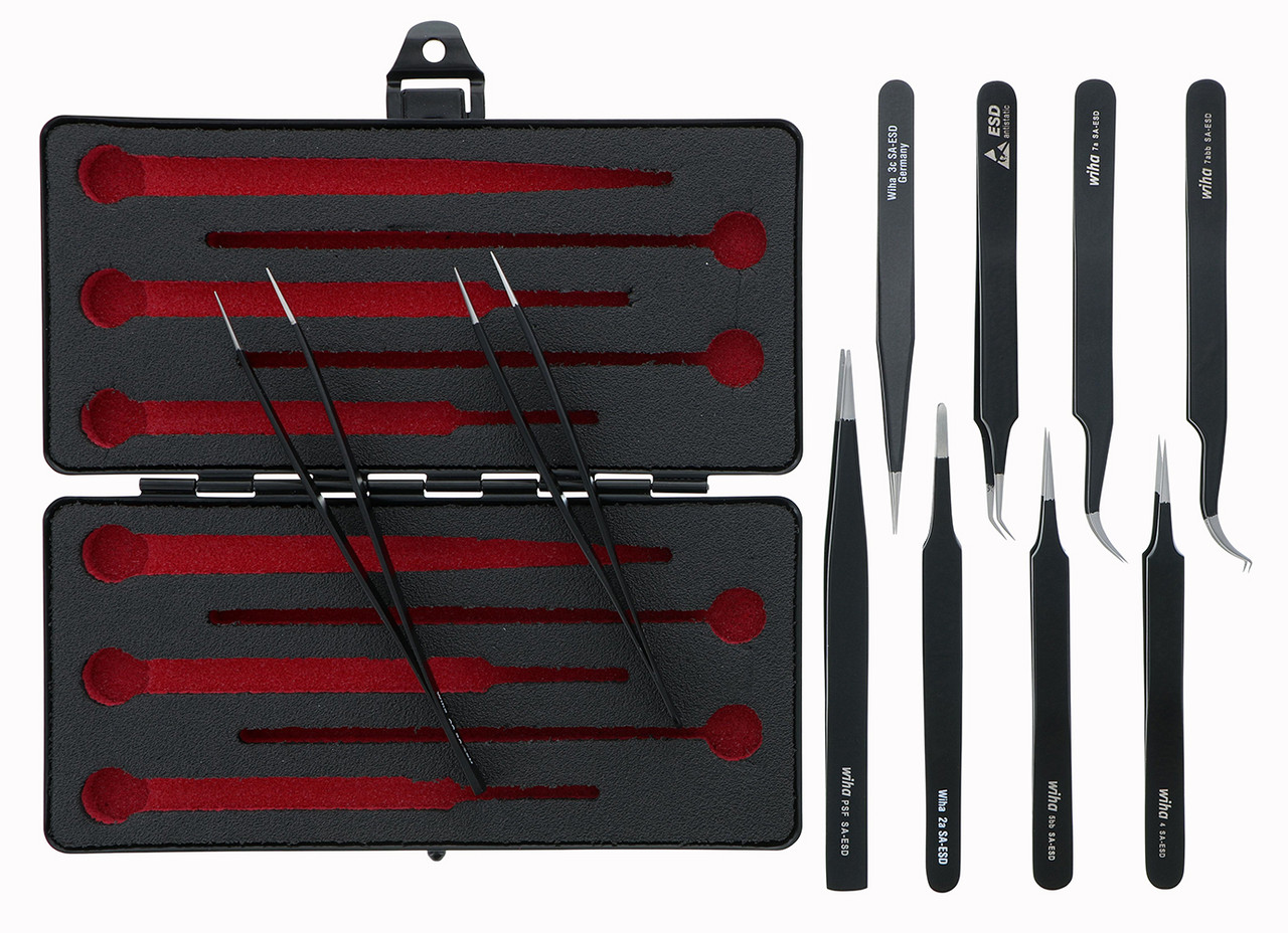 Wiha 44593, ESD Safe Tweezers 10 Pc. Set