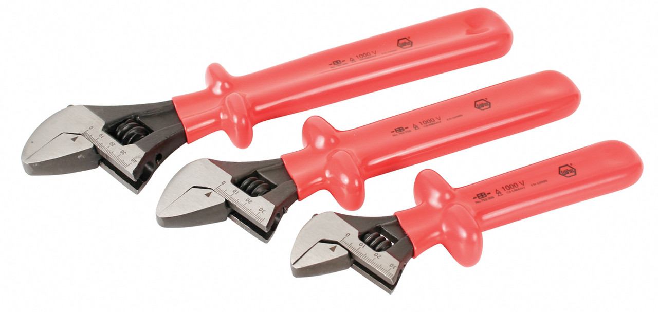 Wiha 76290 Insulated Adjustable Wrench 3 Piece Set Made in Germany