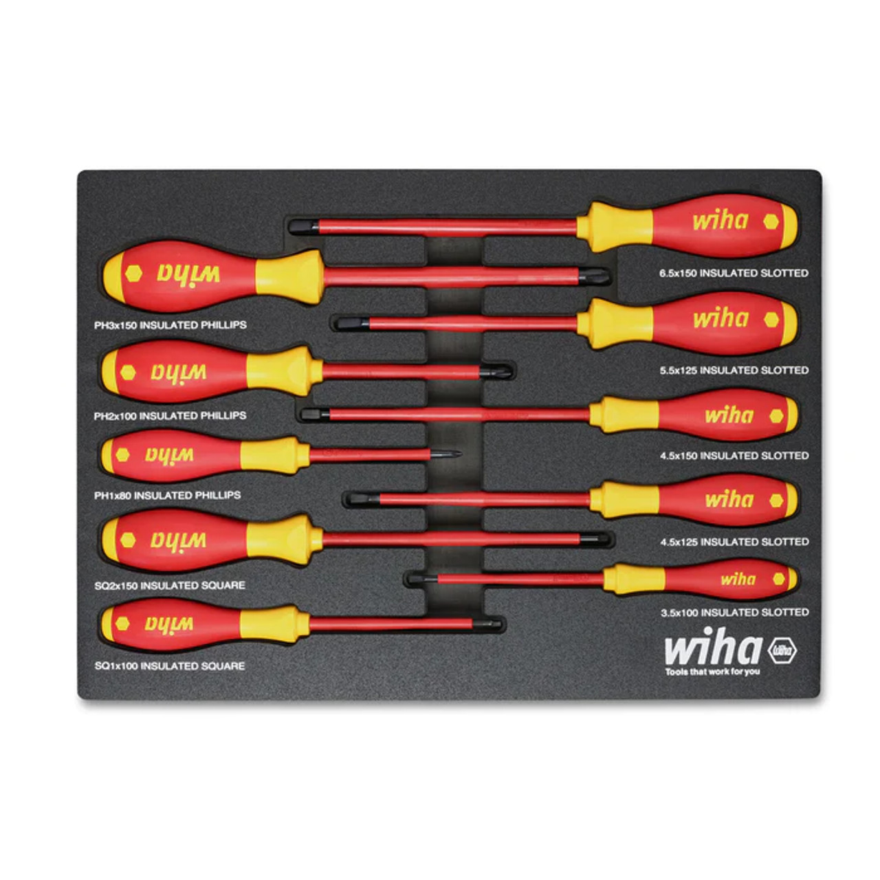 Wiha 32080, 10 Pc. Insulated Driver Tray Foam Set | Palmac Tool