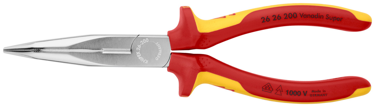 Knipex 26 26 200 KN | Long Nose Pliers w/ Cutter, 40 degree Angled, 1000V  Insulated