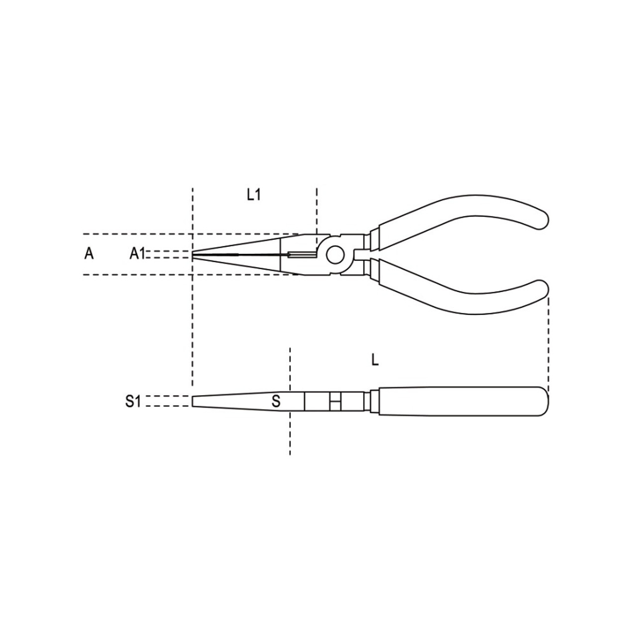 LONG NOSE PLIERS WITH SIDE CUTTER - P-15 - TECHNO VIETNAM