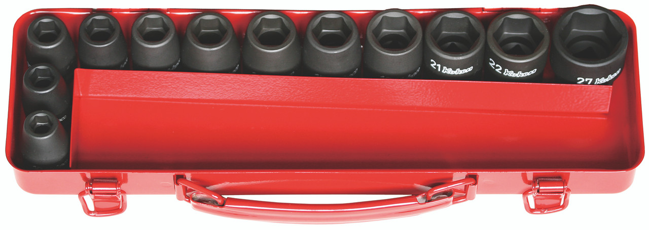 Ko-ken 14242M | 1/2 Sq. Dr. Socket Set  10-27mm 6 point   12 pieces