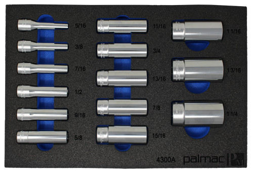 Ko-ken Socket Set in Foam PM-HND-1007-00-F | 1/2" Sq. Dr. Deep Socket Set SAE