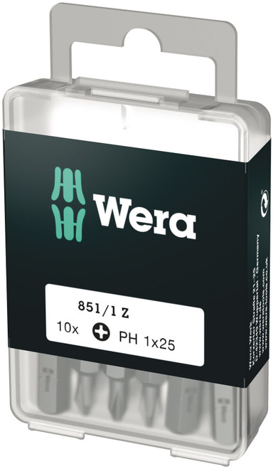 Wera 851/1 Z PH 1 X 25 MM DIY-BOX BITS FOR PHILLIPS SCREWS DIY-BOX 05072400001