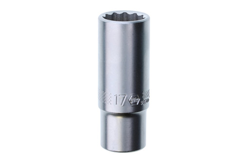 Wiha 33760, 3/8" Drive Deep Socket, 12 Point, 17.0mm