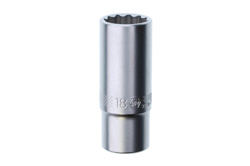 Wiha 33761, 3/8" Drive Deep Socket, 12 Point, 18.0mm