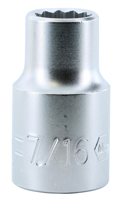 Wiha 33810, 1/2" Drive Deep Socket, 12 Point, 7/16"