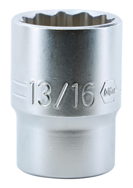 Wiha 33816, 1/2" Drive Deep Socket, 12 Point, 13/16"