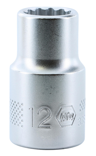 Wiha 33828, 1/2" Drive Socket, 12 Point, 12.0mm