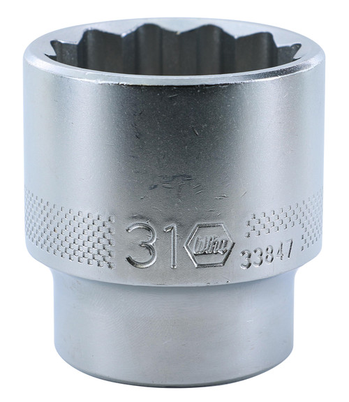 Wiha 33847, 1/2" Drive Socket, 12 Point, 31.0mm