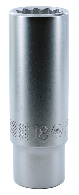 Wiha 33874, 1/2" Drive Deep Socket, 12 Point, 18.0mm