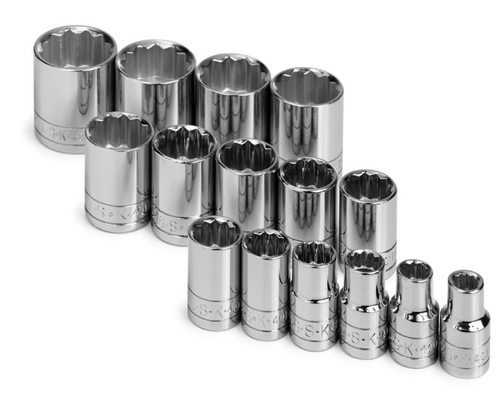 SK Tools - Set Socket 1/2dr Standard 12pt Fractional 15pc - 4122