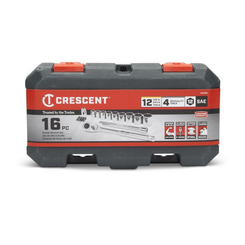CRESCENT 16 Pc. 3/8" Drive 12 Point SAE Mechanics Tool Set - CSWS6C