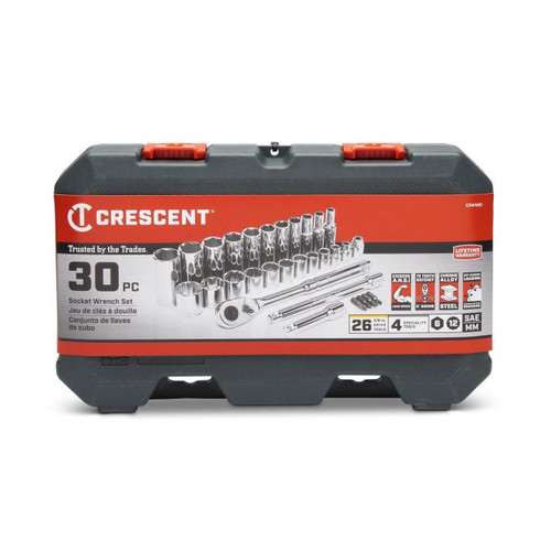 CRESCENT SCKT WRNCH SET, 30PC, 3/8"DR, STD/DEEP, SAE CSWS8C