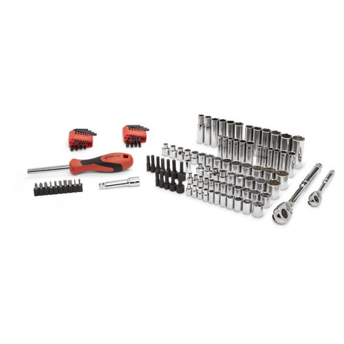 CRESCENT 121 Pc. 1/4" & 3/8" Drive 6 and 12 Point Standard & Deep SAE/Metric Mechanics Tool Set -CTK121C