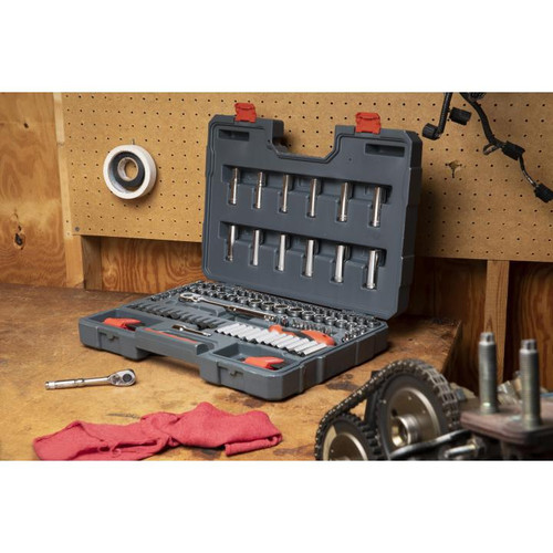CRESCENT 121 Pc. 1/4" & 3/8" Drive 6 and 12 Point Standard & Deep SAE/Metric Mechanics Tool Set -CTK121C