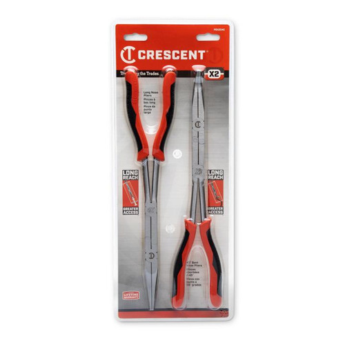 CRESCENT 2 Pc. X2™ Straight and Bent Long Nose Dual Material Plier Set - PSX204C-06