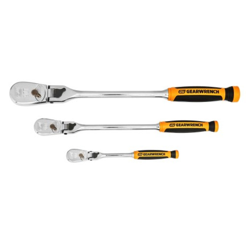 GEARWRENCH 3 Pc. 1/4", 3/8" and 1/2" Drive 90-Tooth Dual  Material Locking Flex Head Ratchet Set 81298T Ratchet Set