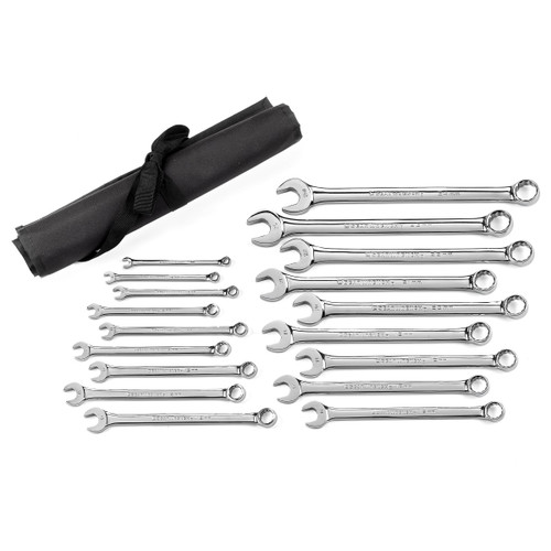 GEARWRENCH 18 Pc. 12 Point Metric Long Pattern Combination Wrench Set with Roll 81920 Wrench Set