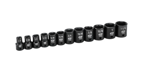 GEARWRENCH 12 Pc. 1/2" Drive 6 Point Standard Impact SAE Socket Set 84931N Socket Set