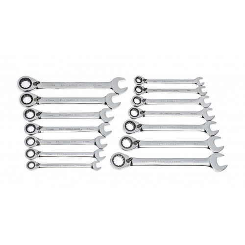 GEARWRENCH 14 Pc. 72-Tooth 12 Point Reversible Ratcheting Combination SAE/Metric Wrench Set 85142 Wrench Set
