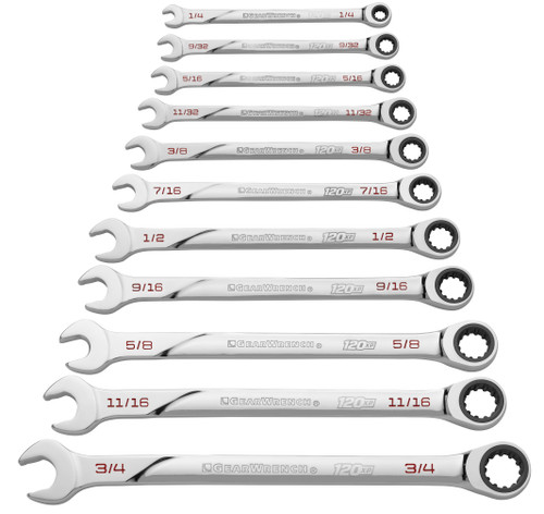 GEARWRENCH 11 Pc. 120XP Universal Spline XL Ratcheting Combination SAE Wrench Set 86450 Wrench Set