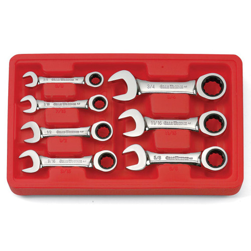 GEARWRENCH 7 Pc. 72-Tooth 12 Point Stubby Ratcheting Combination SAE Wrench Set 9507D Wrench Set