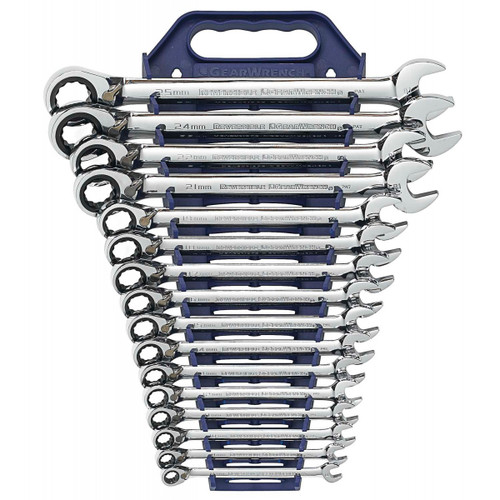 GEARWRENCH 16 Pc. 72-Tooth 12 Point Reversible Ratcheting Combination Metric Wrench Set 9602N