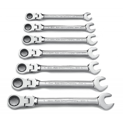 GEARWRENCH 7 Pc. 72-Tooth 12 Point Flex Head Ratcheting Combination Metric Wrench Set 9900D