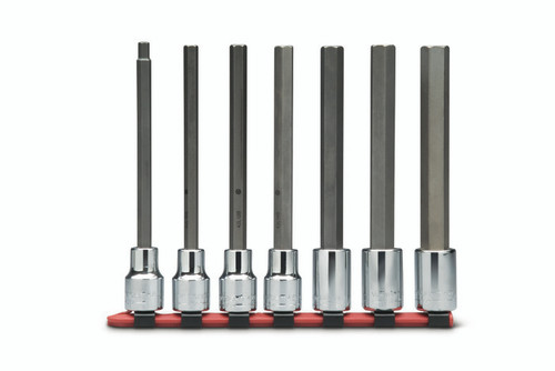 Wright Tool 7 Piece 3/8 in Drive Hex Bit Socket Set with Long Length Bit, 1/8 - 3/8 in