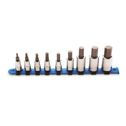 Wright Tool 9 Piece 3/8, 1/2 in Drive Metric Hex Bit Socket Set, 4 - 17mm