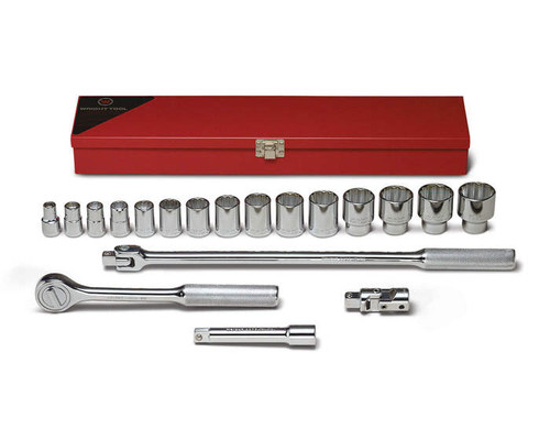 Wright Tool 19 Piece 1/2 in Drive Metal Boxed 12-Point Standard SAE Socket Set, 3/8 - 1-1/4 in