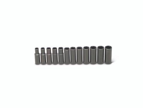 Wright Tool 12 Piece 1/2 in Drive 6-Point Deep Metric Impact Socket Set, 10 - 21mm
