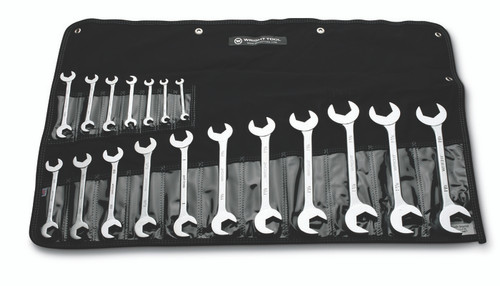 Wright Tool Set of 18 15 deg and 60 deg Double Angle SAE Satin Open End Wrench, 11/32 to 1-1/2 in