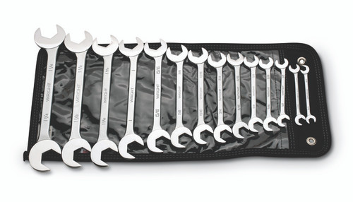 Wright Tool Set of 14 15 deg and 60 deg Double Angle SAE Satin Open End Wrench, 3/8 to 1-1/4 in