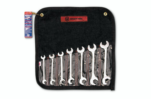 Wright Tool Set of 7 15 deg and 60 deg Double Angle SAE Satin Open End Wrench, 3/8 to 3/4 in