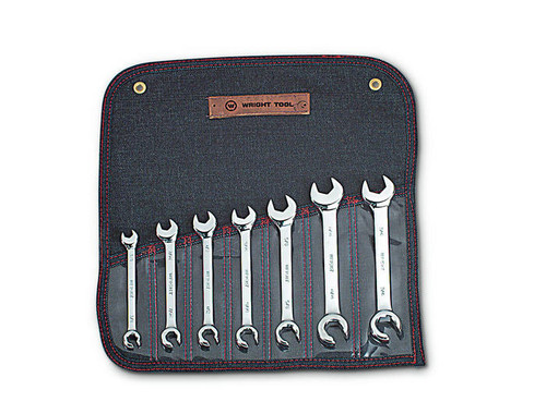 Wright Tool Set of 7 6-Point SAE Satin Combination Open End Flare Nut Wrench, 3/8 to 3/4 in