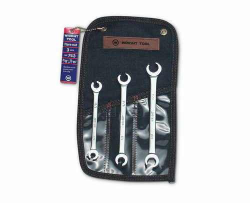 Wright Tool Set of 3 6-Point SAE Satin Flare Nut Wrench, 3/8 to 11/16 in