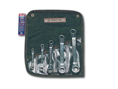 Wright Tool Set of 5 12-Point Offset SAE Satin Reverse Ratcheting Box End Wrench, 1/4 to 7/8 in