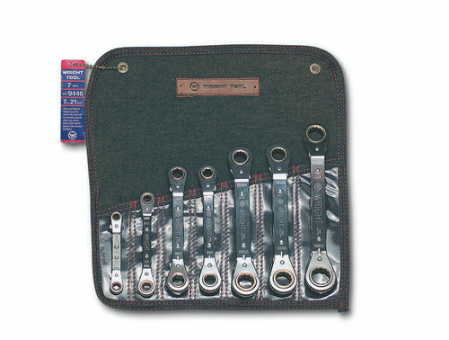 Wright Tool Set of 7 12-Point Offset Metric Satin Reverse Ratcheting Box End Wrench, 7 to 21mm