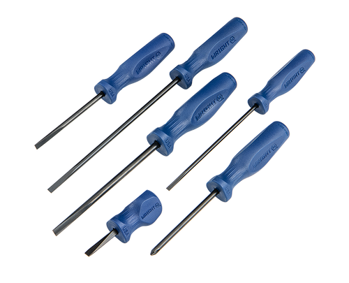 Wright Tool Set of 6 Large Ergonomic Handle Slotted Screwdriver with Pouch, 3/16 in - 3/8 in