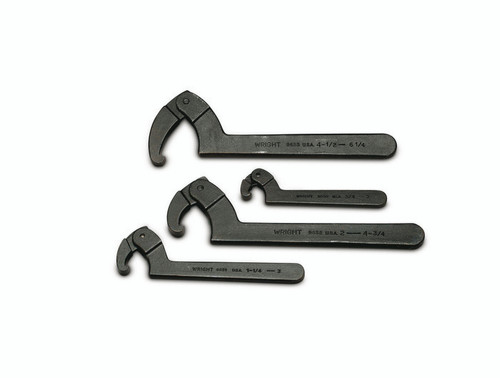 Wright Tool Set of 4 Adjustable Hook SAE Black Industrial Spanner Wrench, 3/4 to 6-1/4 in
