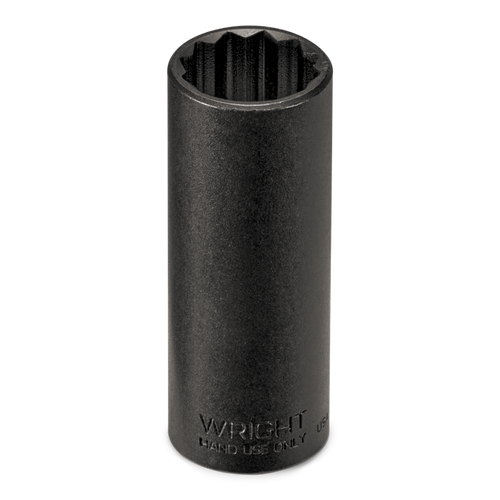 Wright Tool 3/8 in Drive 6-Point Deep SAE Black Industrial Hand Socket, 1/4 in