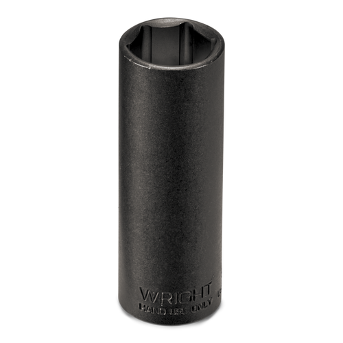 Wright Tool 3/8 in Drive 6-Point Deep SAE Black Industrial Hand Socket, 1/2 in