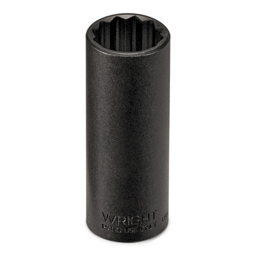 Wright Tool 3/8 in Drive 12-Point Deep SAE Black Industrial Hand Socket, 7/16 in