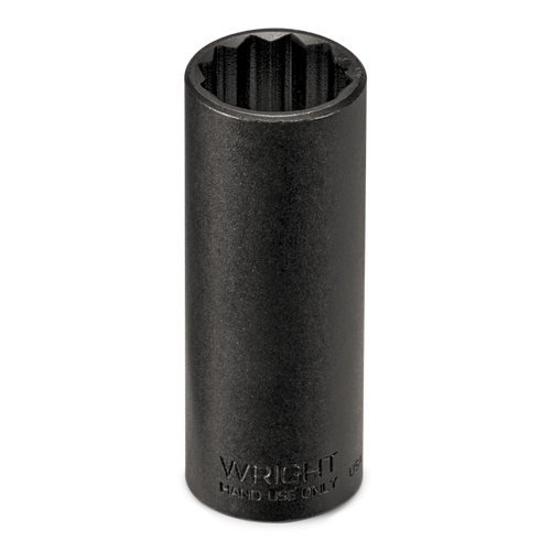 Wright Tool 3/8 in Drive 12-Point Deep SAE Black Industrial Hand Socket, 5/8 in