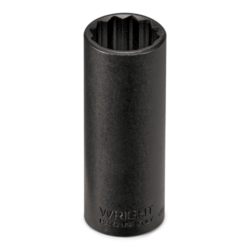 Wright Tool 1/2 in Drive 12-Point Deep SAE Black Industrial Hand Socket, 1-1/2 in