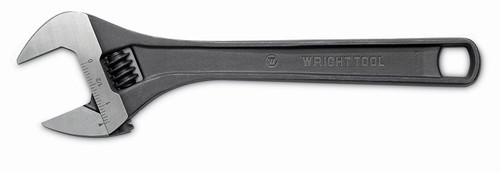 Wright Tool Black Industrial Adjustable Wrench, Maximum Capacity 1-1/2 in, 12 in