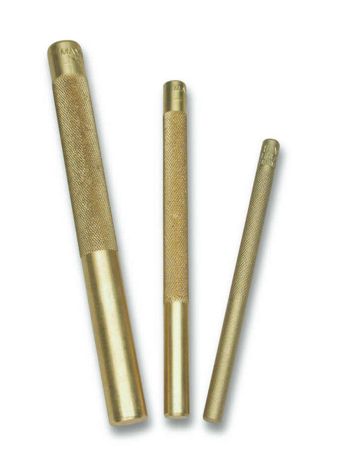 Wright Tool - Knurled Brass 3 Piece Drift Punch Set w/Tray (Mayhew #61360) - 3/8" - 3/4" - 9M61360